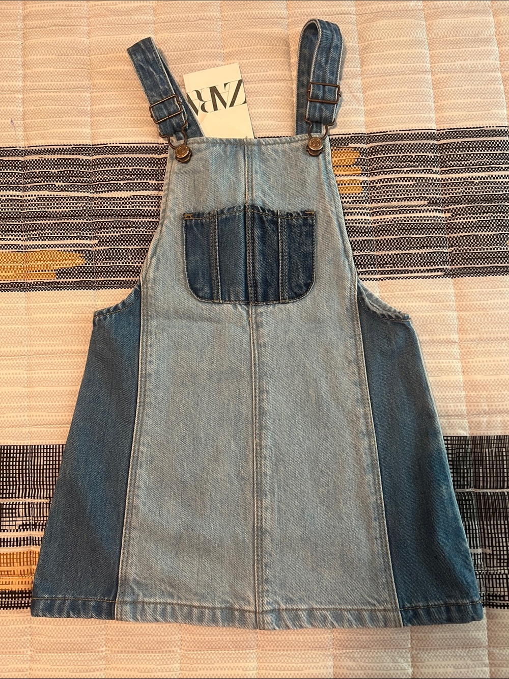Denim Pinafore Dress with Front Pocket